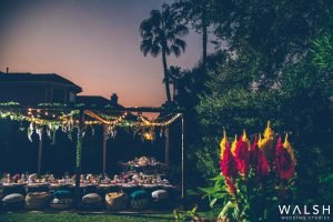 Houston night wedding in garden with sunset